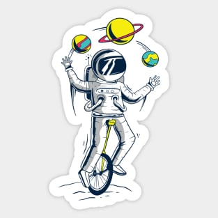 space astronaut wearing suite playing with plants Sticker